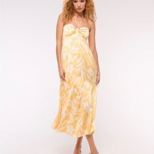 Twist Front Hawaiian Halter Maxi Dress